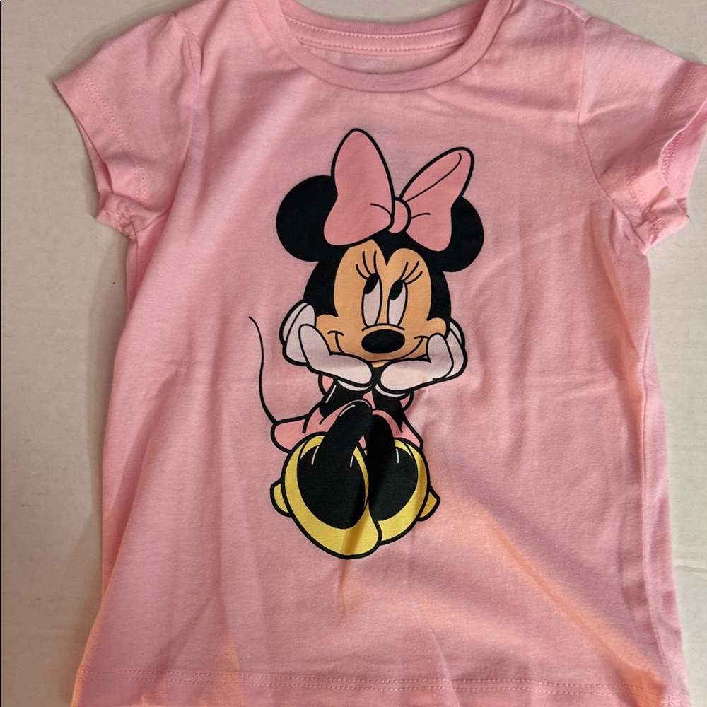 Disney Minnie Mouse Pink and Yellow Short Sleeve Tee